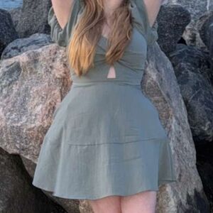 Elegant Olive Green Dress